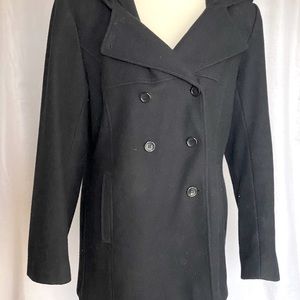 Anne Klein Hooded Wool Peacoat